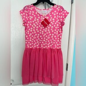 Hanna pink daisies tulle dress, size 10Y (140) NWT